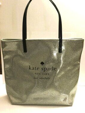 KATE SPADE SILVER METALLIC LARGE TOTE- NWOT